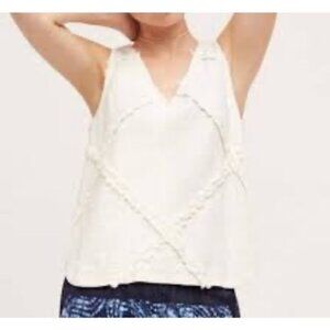 Anthropologie HD in Paris "cross hatched" linen blend tank top